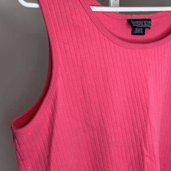 Lands’ End Pink Ribbed Cotton Tank Top - Picture 4 of 6